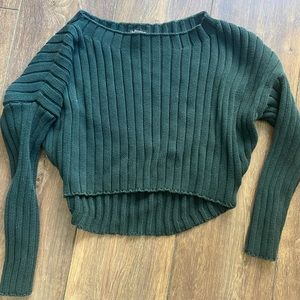 EXPRESS Crop Green Cable Knit Sweater